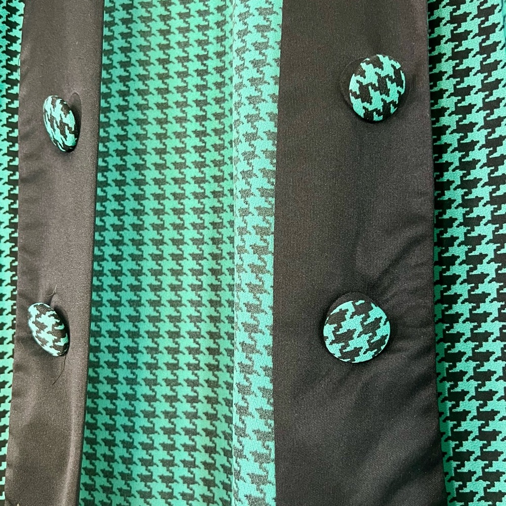 VINTAGE Chic Houndstooth Women's Jacket in Green and Black - Picture 2 of 10